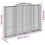 vidaXL Panier de gabions arqué 300x30x200/220 cm Fer galvanisé