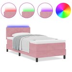 vidaXL Lit à ressorts avec matelas et LED rose 90x190 cm en velours