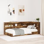 vidaXL Lit avec bibliothèque Chêne Fumé 75x190 cm Bois d'ingénierie