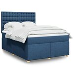 vidaXL Sommier à lattes de lit avec matelas Bleu 140x190 cm Tissu