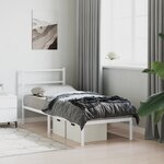 vidaXL Cadre de lit métal sans matelas avec tête de lit blanc 80x200cm