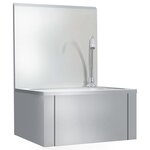 vidaXL Lavabo de lavage avec robinet et distributeur de savon Inox