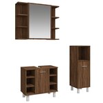 vidaXL Ensemble d'armoires de salle de bain 3 Pièces chêne marron