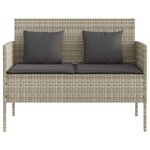 vidaXL Banc de jardin avec coussins gris clair résine tressée