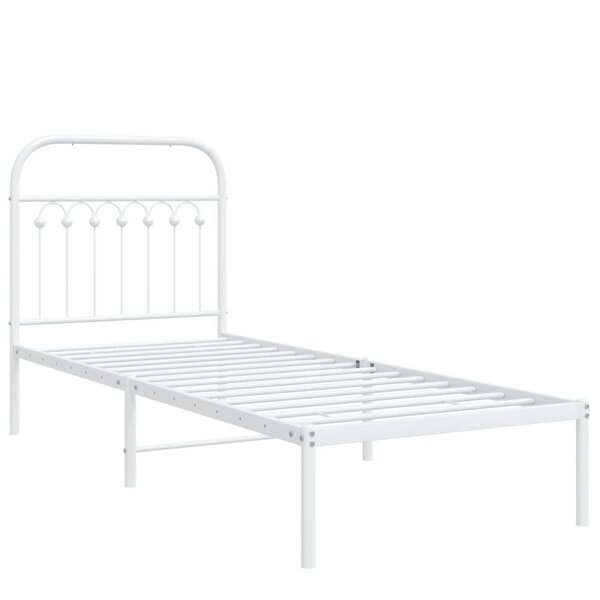 vidaXL Cadre de lit métal avec tête de lit blanc 75x190 cm