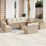 vidaXL Salon de jardin avec coussins 14 Pièces beige résine tressée