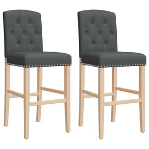 vidaXL Chaises de bar lot de 2 bois massif d'hévéa et tissu