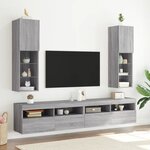 vidaXL Meubles TV avec lumières LED 2 Pièces sonoma gris 30 5x30x102 cm