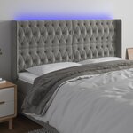 vidaXL Tête de lit à LED Gris clair 183x16x118/128 cm Velours