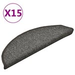 vidaXL Tapis de marches d'escalier 15 Pièces Gris foncé 56x17x3 cm