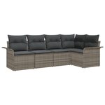 vidaXL Ensemble de canapés de jardin 5 pièces avec coussins gris poly rattan