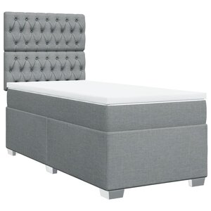 vidaXL Sommier à lattes de lit avec matelas Gris clair 100x200cm Tissu