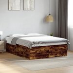 vidaXL Cadre de lit sans matelas chêne fumé 150x200 cm