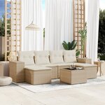 vidaXL Salon de jardin avec coussins 7 Pièces beige résine tressée