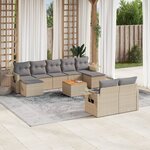 vidaXL Salon de jardin avec coussins 10 Pièces beige résine tressée