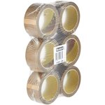 Paquet 6 rubans adhesif emballage polypropylene silencieux 50x66m havane x 6 3m