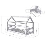 Lit cabane avec étagère 80 x 160 naturel et blanc