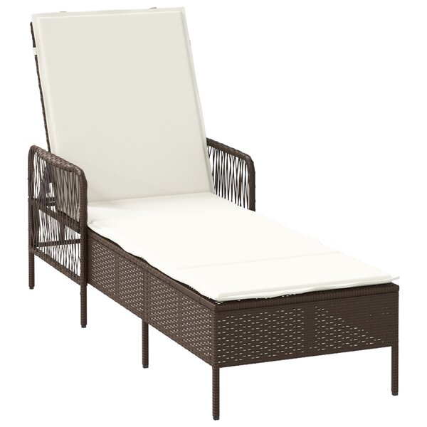 vidaXL Chaise Longue Marron et crème Rattan PE 157 x 55 x 92 cm Pliable