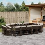 vidaXL Ensemble à manger de jardin avec coussins 15 Pièces marron rotin