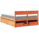 vidaXL Lit avec tiroirs/matelas cire marron 120x190 cm bois massif pin