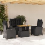 vidaXL Ensemble à manger de jardin 4 Pièces avec coussins noir