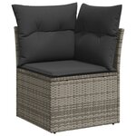 vidaXL Salon de jardin avec coussins 13 Pièces gris résine tressée