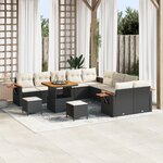 vidaXL Ensemble de canapé de jardin 13 pièces avec coussins noirs en poly rattan
