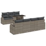 Ensemble de canapés de jardin de 8 pièces vidaXL avec coussins gris en poly rattan