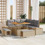 vidaXL Ensemble de Canapé de Jardin de 8 Pièces avec Coussins Beige en Rotin Acacia