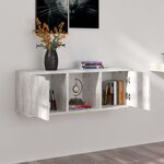vidaXL Meuble TV Béton 88 5x27 5x30 5 cm Bois d’ingénierie