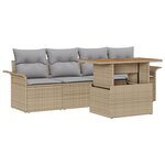 Canapé de Jardin vidaXL 5 Pièces avec Coussins Beige Rotin Poly