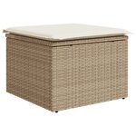 Ensemble de Canapés de Jardin de 9 Pièces avec Coussins Beige Poly Rattan Acacia