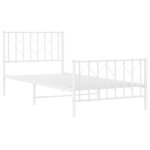 vidaXL Cadre de lit métal sans matelas avec pied de lit blanc 90x200cm