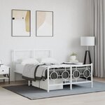 vidaXL Cadre de lit métal sans matelas et pied de lit blanc 120x200 cm