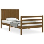 vidaXL Cadre de lit tête de lit marron miel 100x200 cm bois massif