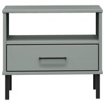 vidaXL Table de chevet avec pieds en métal Gris Bois pin massif OSLO