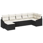 vidaXL Ensemble de Salle à Manger de Jardin de 7 Pièces avec Coussins Noir Rattan Poly