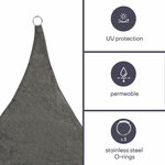 Perel Voile d'ombrage  perméable  respirant  3 6 x 3 6 x 3 6 m  180 g/m²  PEHD  triangulaire  gris foncé