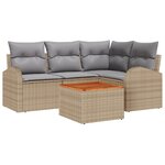 vidaXL Ensemble de Canapé 5 Pièces avec Coussins en Poly Rattan Beige et Acacia