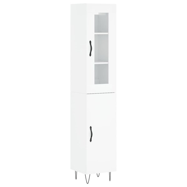 vidaXL Buffet haut Blanc brillant 34 5x34x180 cm Bois d'ingénierie