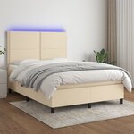 vidaXL Sommier à lattes de lit et matelas et LED Crème 140x190cm Tissu