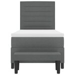 vidaXL Lit à ressorts avec matelas et banc Gris foncé 100x200 cm Tissu