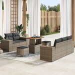 vidaXL Ensemble de 8 Pièces de Sofas de Jardin avec Coussins Gris Poly Rattan Acacia