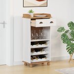 vidaXL Cabinet à vin "ASKIM" avec 12 porte-bouteilles en bois massif blanc en pin