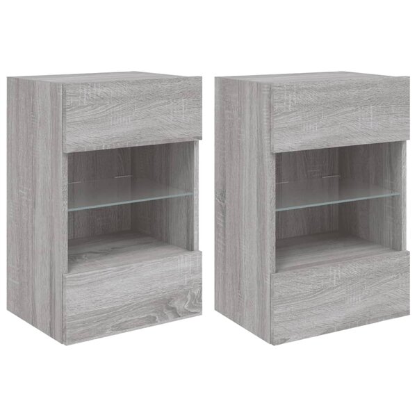 vidaXL Meubles TV muraux et lumières LED 2Pièces sonoma gris 40x30x60 5cm