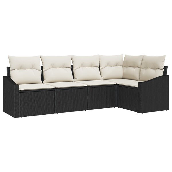 vidaXL Ensemble de Canapés de Jardin 5 pièces avec Coussins Noir Rattan Poly