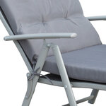 Bain de soleil pliable transat inclinable 7 positions chaise longue grand confort avec matelas + accoudoirs métal époxy textilène polyester gris