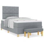 vidaXL lit à ressorts avec matelas et banc gris clair 120x190 cm tissu