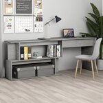 vidaXL Bureau d'angle Gris béton 200x50x76 cm Bois d’ingénierie