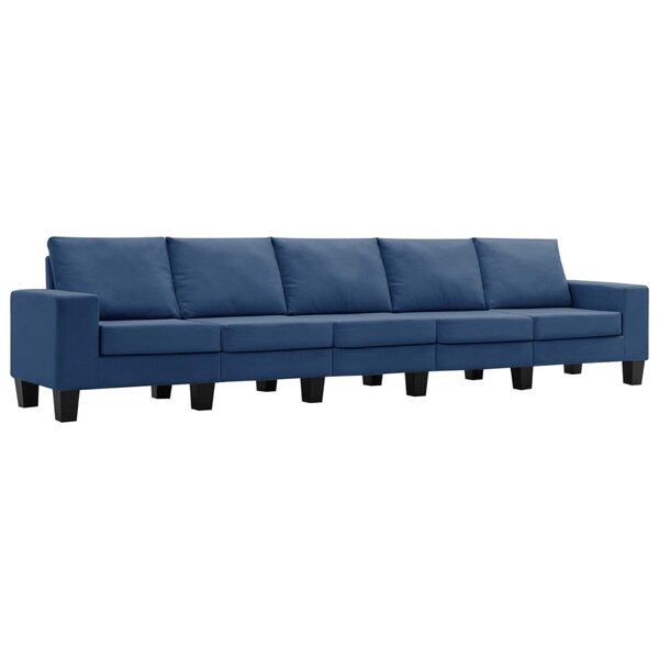 vidaXL Canapé à 5 places Bleu Tissu